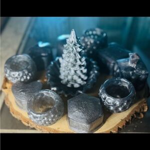 Christmas Silver Decorative Candle Holders, trinket boxes, end table dish
